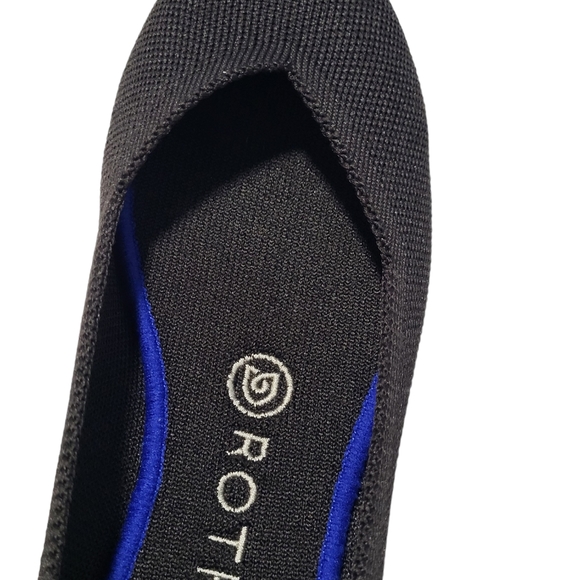 Rothy's The Flat Black Round Toe White Halo Slip on Shoes Retired Size 7.5 - Picture 7 of 12